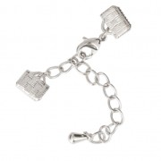 Cierre mosquetón con terminales para apretar 8 mm Chapado en plata fina x1|raw }}