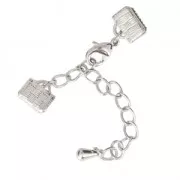 Cierre mosquetón con terminales para apretar 8 mm Chapado en plata fina x1