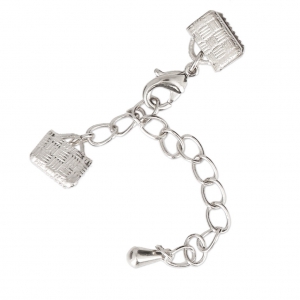 Cierre mosquetón con terminales para apretar 8 mm Chapado en plata fina x1