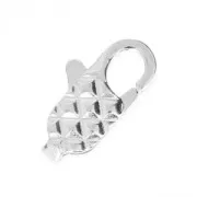 Cierre mosquetón decorado cuadriculado 12 mm Chapado en plata fina x1