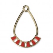 Colgantes gotas de metal y resina epoxi 30x21 mm Dorado / Rosa Coral x2|raw }}