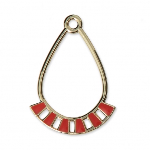 Colgantes gotas de metal y resina epoxi 30x21 mm Dorado / Rosa Coral x2