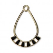 Colgantes gotas de metal y resina epoxi 30x21 mm Dorado / Negro x2|raw }}