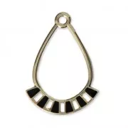 Colgantes gotas de metal y resina epoxi 30x21 mm Dorado / Negro x2