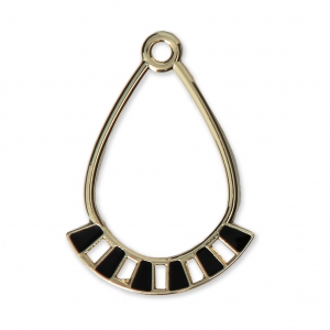 Colgantes gotas de metal y resina epoxi 30x21 mm Dorado / Negro x2