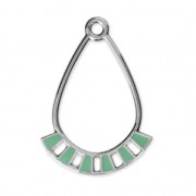 Colgantes gotas de metal y resina epoxi 30x21 mm Rodiado / Mint x2
