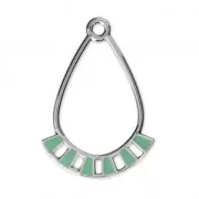 Colgantes gotas de metal y resina epoxi 30x21 mm Rodiado / Mint x2