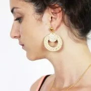 Colgante redondo de ratán de 42 mm para la creación de joyas DIY x1