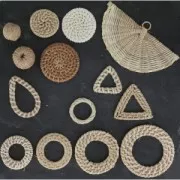 Colgante redondo de ratán de 42 mm para la creación de joyas DIY x1