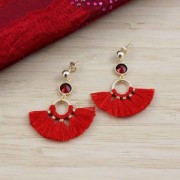 Colgante Pequeño abanico con pompones de imitación algodón 20x29 mm Negro/dorado x1