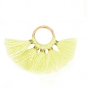 Colgante Pequeño abanico con pompones de imitación algodón 20x29 mm Amarillo/dorado x1|raw }}