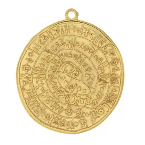 Colgante Disco Festos (phaestos) 28 mm Dorado con oro fino x1