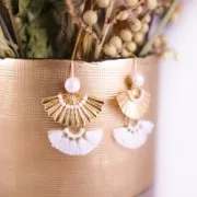 Colgante abanico calado con anilla abierta 21x34 mm dorado con oro fino x1