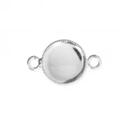 Entrepieza engaste para cabuchón fondo plano 10 mm Chapado en plata fina x4
