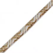Hilo elástico motivo ola y efecto metalizado 3 mm Dorado / Blanco x 1 m