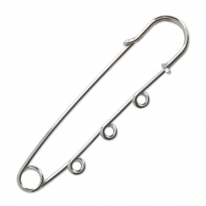 Alfiler broche 3 anillas a personalizar 76 mm rodiado x1