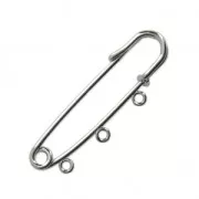 Imperdible broche con 3 anillas a personalizar 50 mm rodiado x1