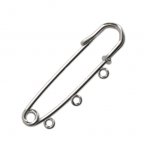 Imperdible broche con 3 anillas a personalizar 50 mm rodiado x1