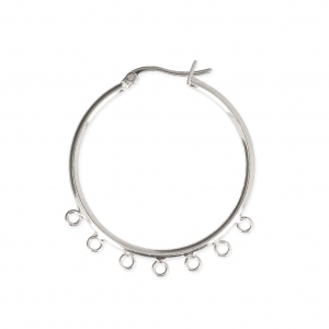 Pendientes de Aro 7 anillas a personalizar de metal 32x2 mm Chapado en plata fina x2