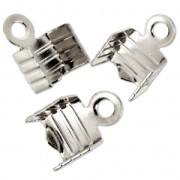 Terminal para cordón plano estriado 4 mm Chapado en plata fina x10
