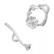 Cierre de aro con barrita Flor 18 mm Chapado en plata fina x1