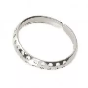 Anillo ajustable con agujeros 3.6 mm Chapado en plata fina x1
