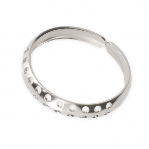 Anillo ajustable con agujeros 3.6 mm Chapado en plata fina x1