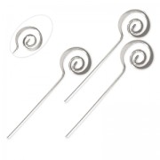 Bastones cabeza de alfiler para bisutería forma espiral 46x1 mm Chapado en plata fina x10|raw }}