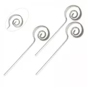 Bastones cabeza de alfiler para bisutería forma espiral 46x1 mm Chapado en plata fina x10