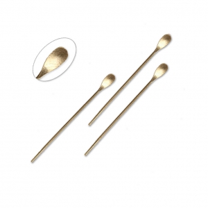Bastones cabeza de alfiler para bisutería gota 36x0,7 mm dorado con oro fino x10