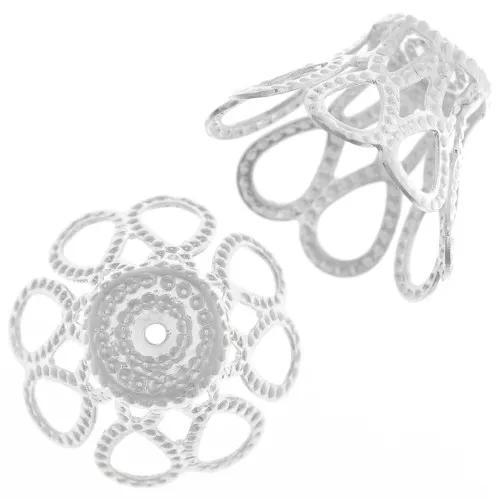Casquillas filigranas 16x12 mm Chapado en plata fina x20