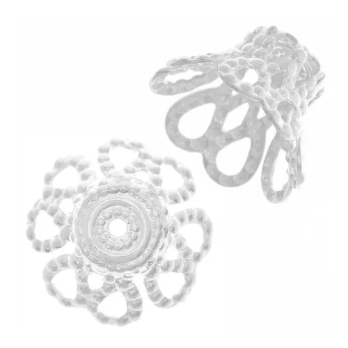 Casquillas filigranas 9x7 mm Chapado en plata fina x20