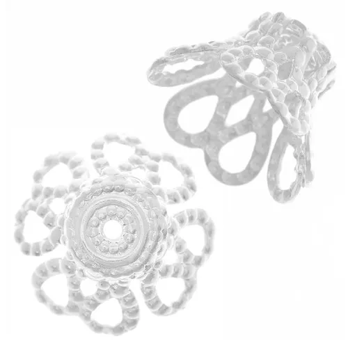 Casquillas filigranas 12x8 mm Chapado en plata fina x20