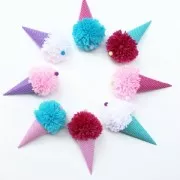 Surtido de 24 pompones redondos de sintético 3 cm - Pastel