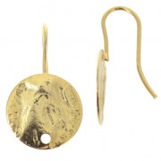 Ganchos pendientes discos arrugado un agujero 12 mm dorado con oro fino x2|raw }}