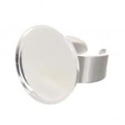 Anillo engaste cabuchón fondo plano 20 mm plateado  x1