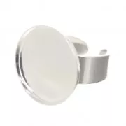 Anillo engaste cabuchón fondo plano 20 mm plateado  x1