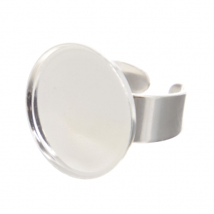 Anillo engaste cabuchón fondo plano 20 mm plateado  x1
