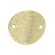 Entrepieza redonda curvada y con rayas 2 agujeros 15 mm light gold x1