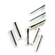 Cuentas de Rocalla Preciosa, tubos de 4 x 1 mm, Crystal Silver Lined, 20 g
