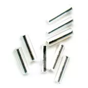 Cuentas de Rocalla Preciosa, tubos de 4 x 1 mm, Crystal Silver Lined, 20 g