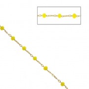 Cadena con cuentas facetadas de vidrio 2.95 mm Dorado satinado / Amarillo x1m|raw }}
