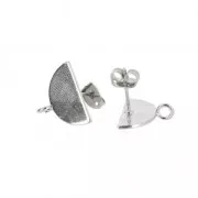 Pendientes círculo medio con anilla a personalizar de latón 15x9 mm rodiado x2