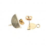 Pendientes círculo medio con anilla a personalizar de latón 15x9 mm light gold x2|raw }}