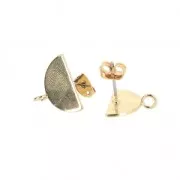 Pendientes círculo medio con anilla a personalizar de latón 15x9 mm light gold x2