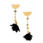 Pendientes círculo medio con anilla a personalizar de latón 15x9 mm light gold x2