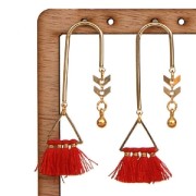 Pendientes con 2 anillas a personalizar de latón 36x15 mm dorado rosa x2