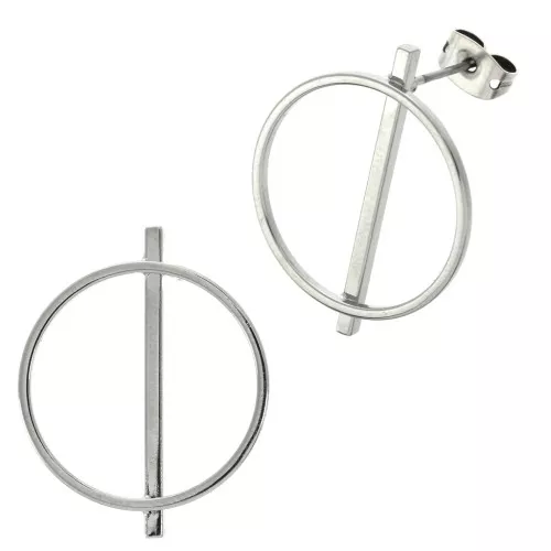 Pendientes design redondo a personalizar de latón 25 mm rodiado x2