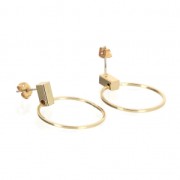 Pendientes design redondos a personalizar de latón 30 mm light gold x2|raw }}