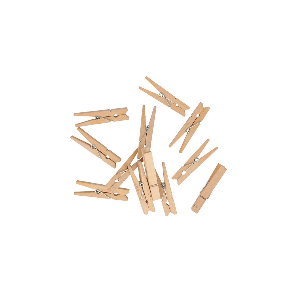 Mini pinzas para ropa de madera para decorar mm Natural x 48 Perles &